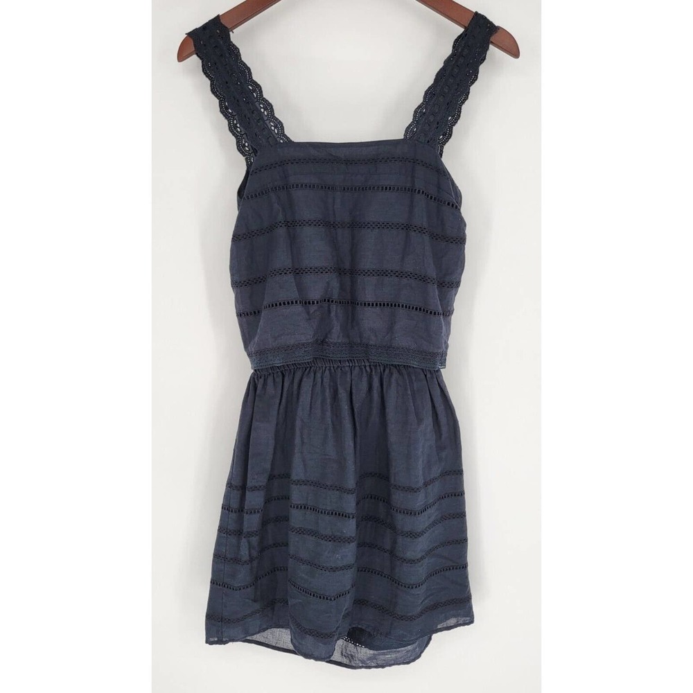 Romeo + Juliet Couture Navy Crocheted Lace Layered 100% Cotton Dress Women's S